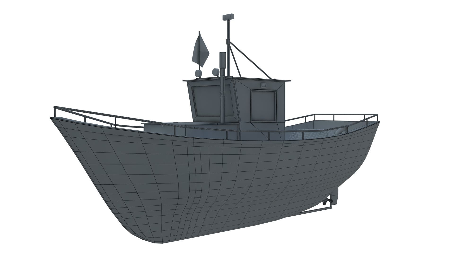 Norwegian fishing boat Low-poly 3D model_7