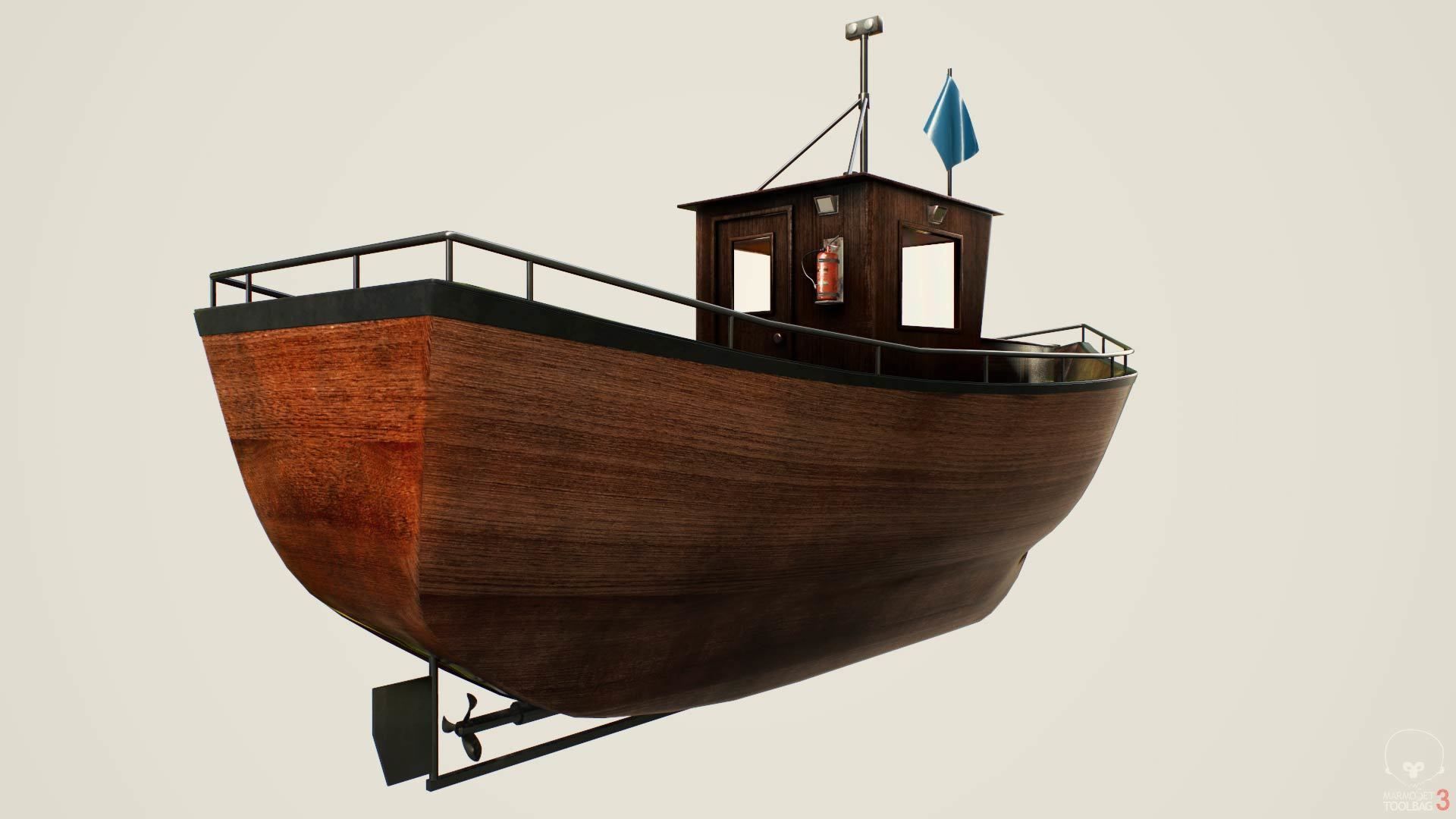 Norwegian fishing boat Low-poly 3D model_10