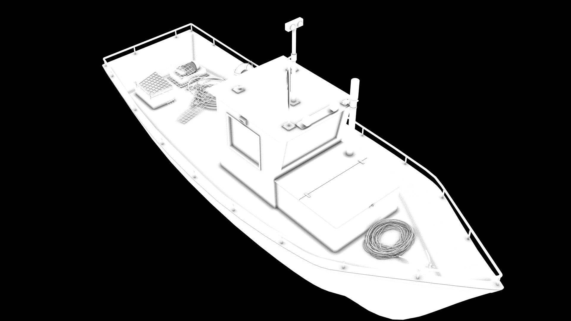 Norwegian fishing boat Low-poly 3D model_8