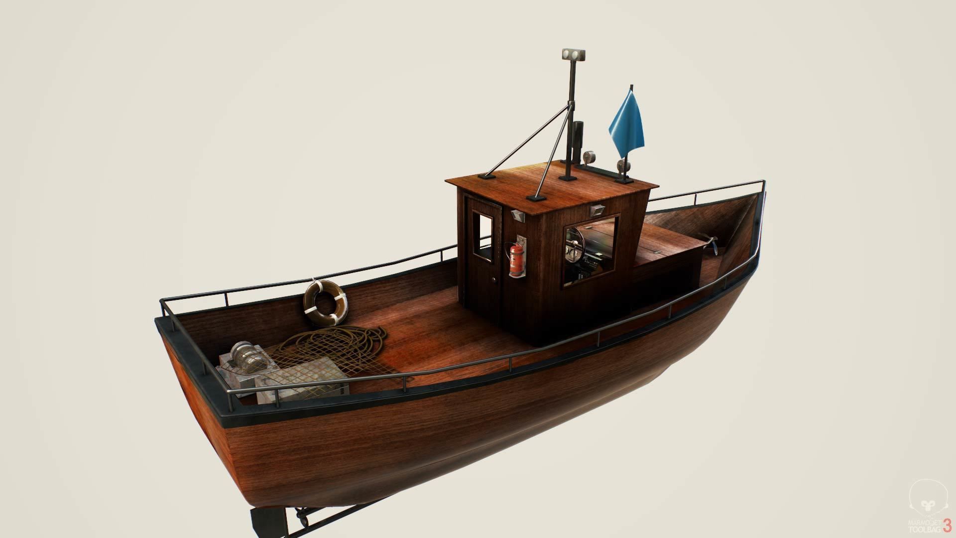 Norwegian fishing boat Low-poly 3D model_2