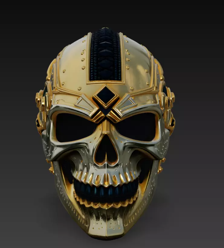 Cyber Pharaoh Skull - Futuristic Golden Mask 3D Model 3D print model