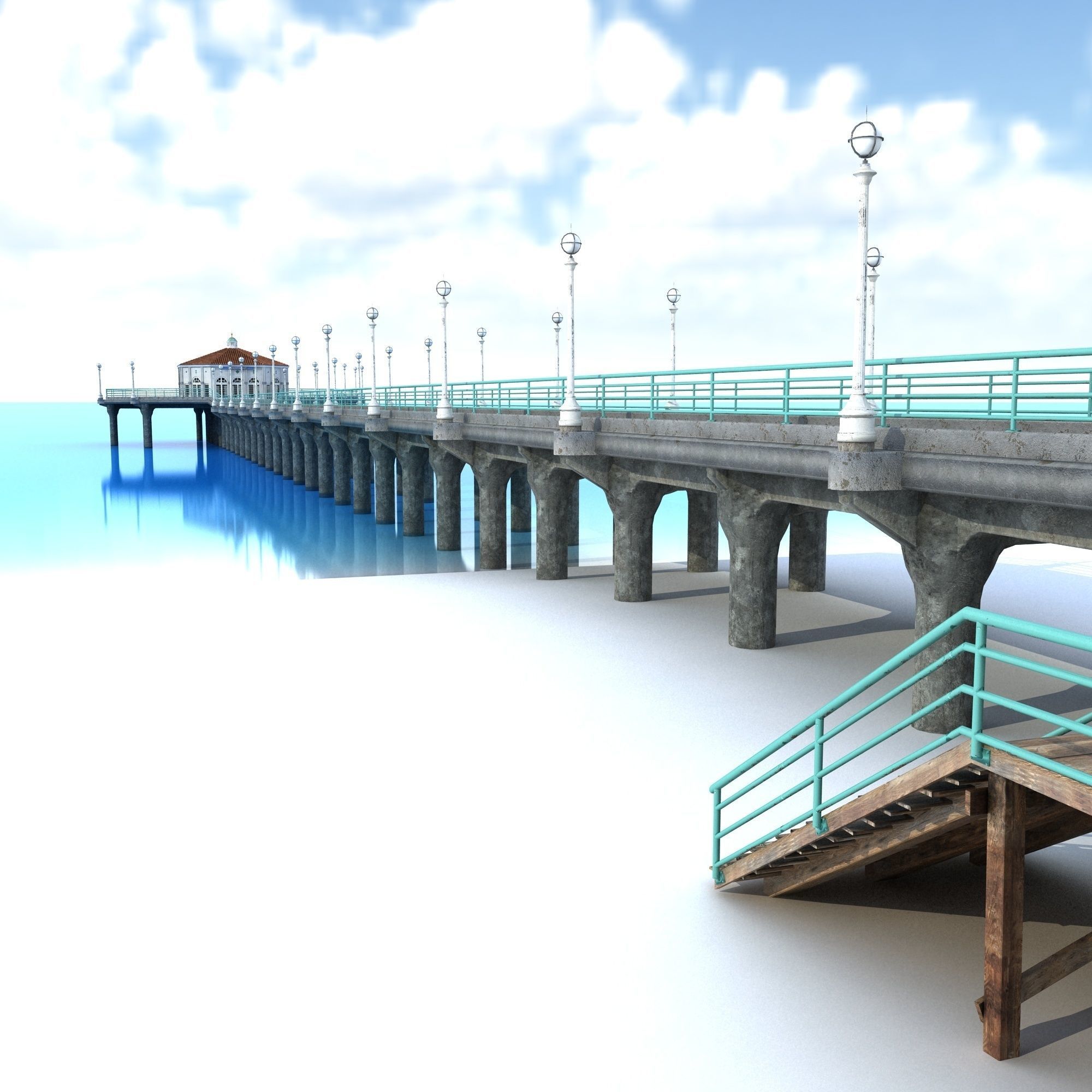 Manhattan Beach Pier Low-poly 3D model_1