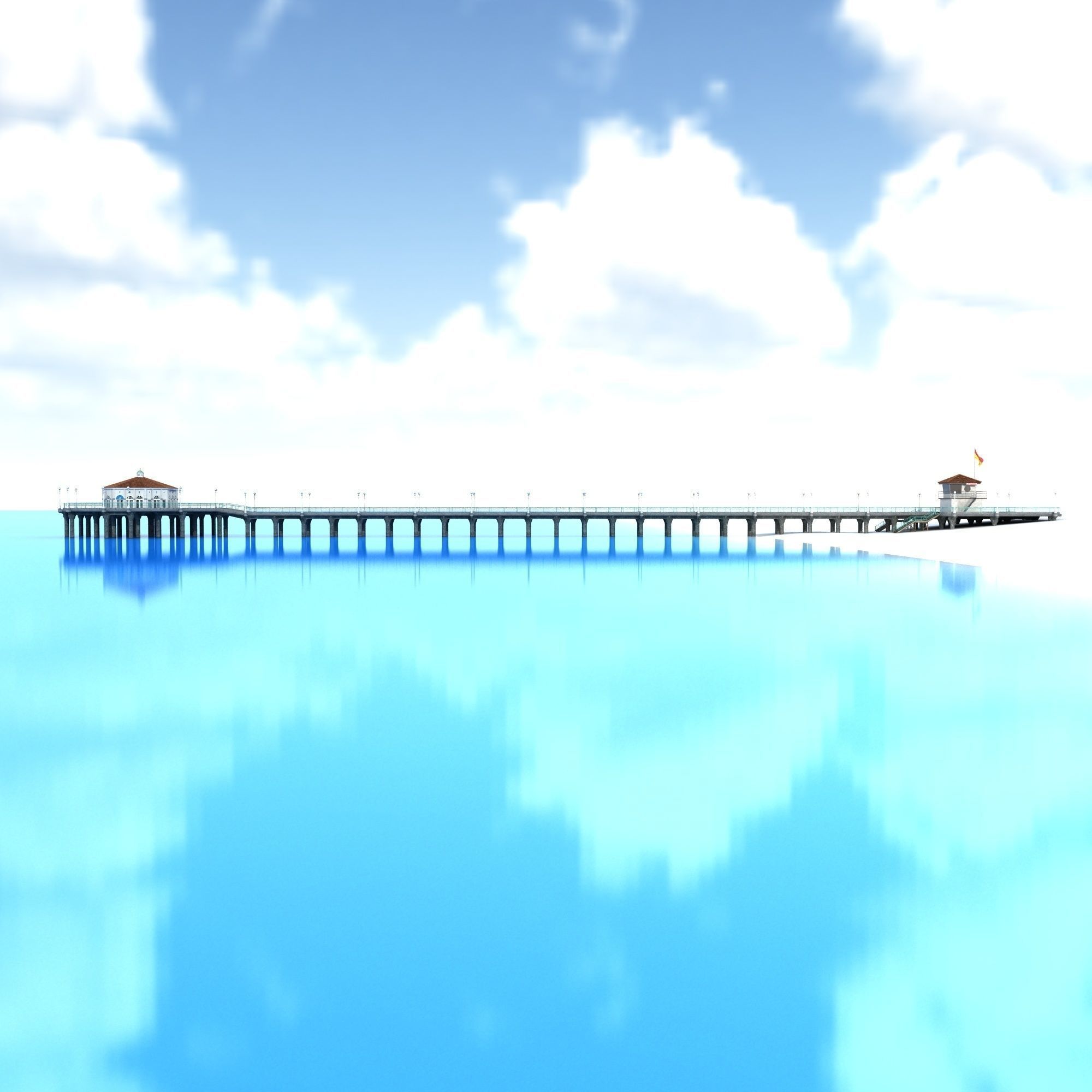 Manhattan Beach Pier Low-poly 3D model_8