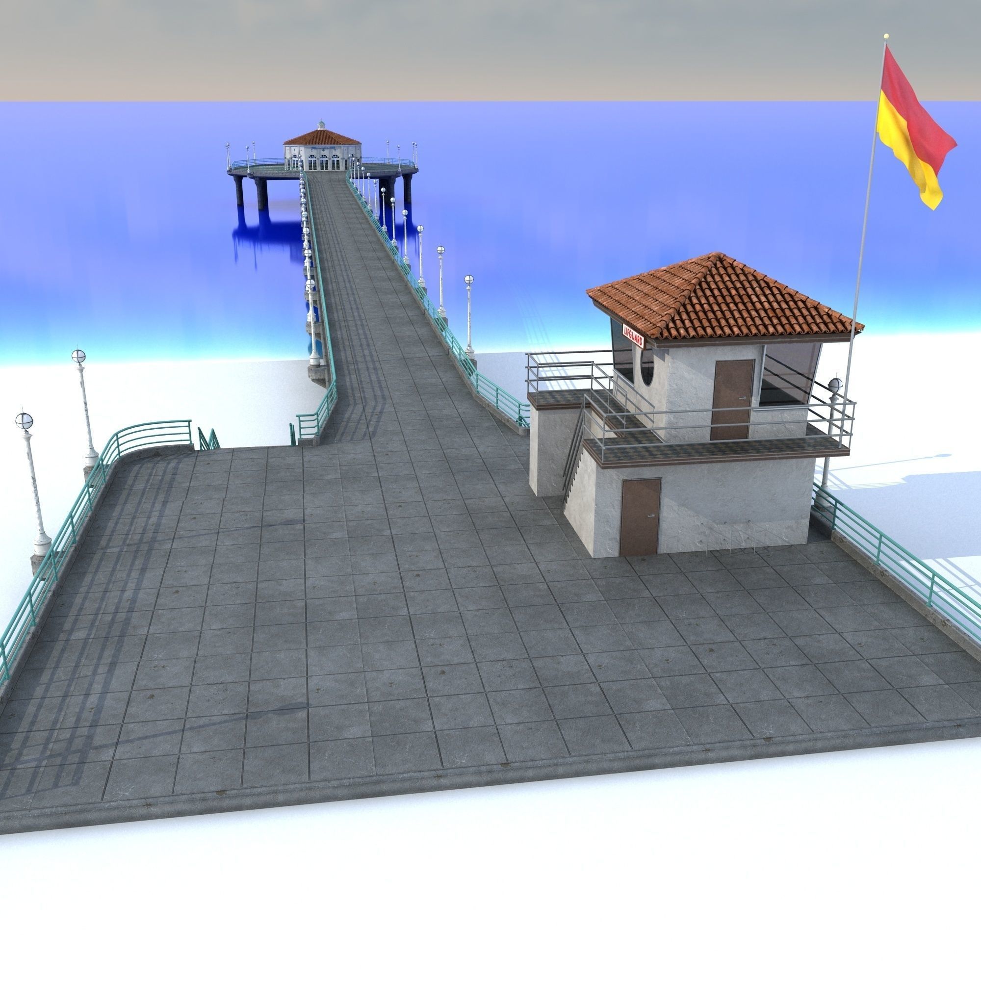 Manhattan Beach Pier Low-poly 3D model_2