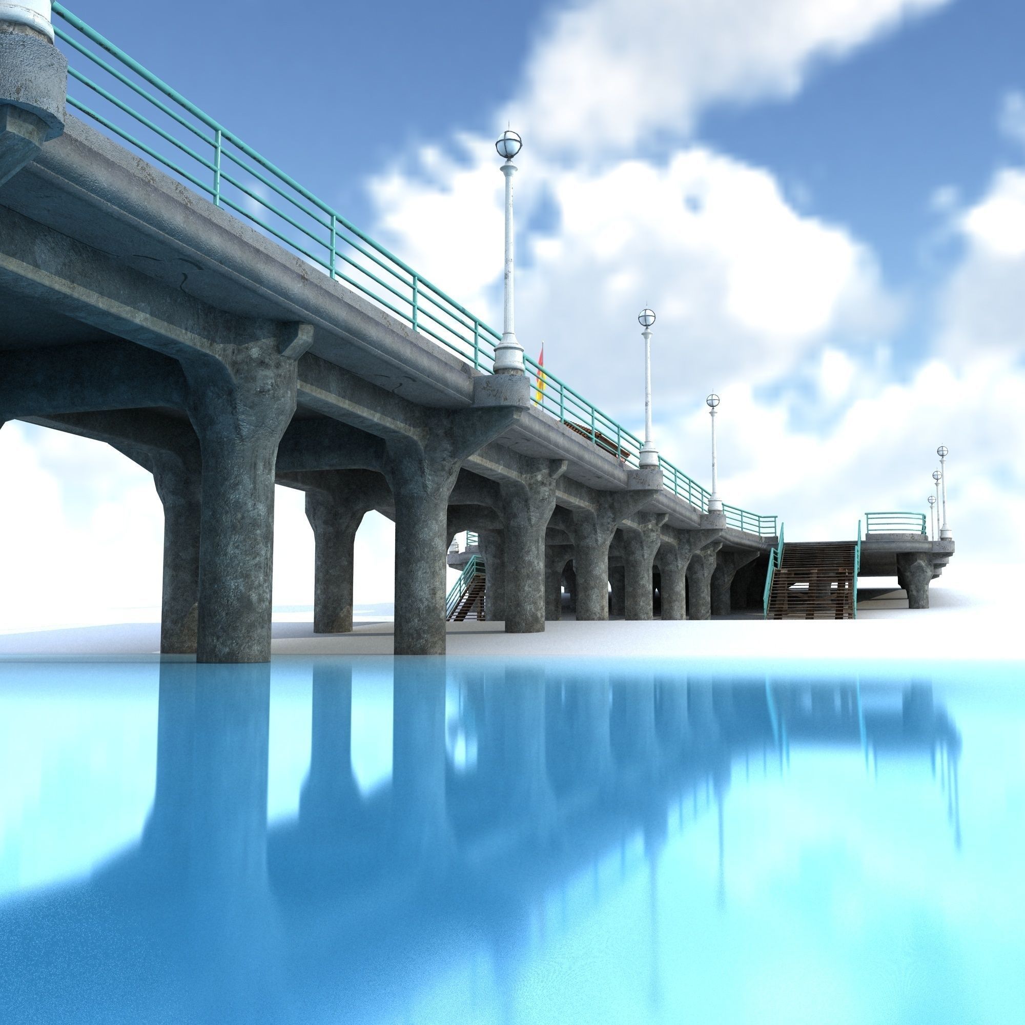 Manhattan Beach Pier Low-poly 3D model_12