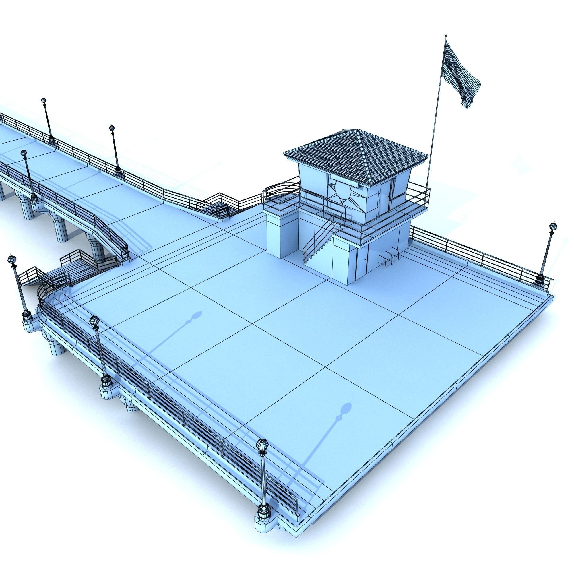 Manhattan Beach Pier Low-poly 3D model_16