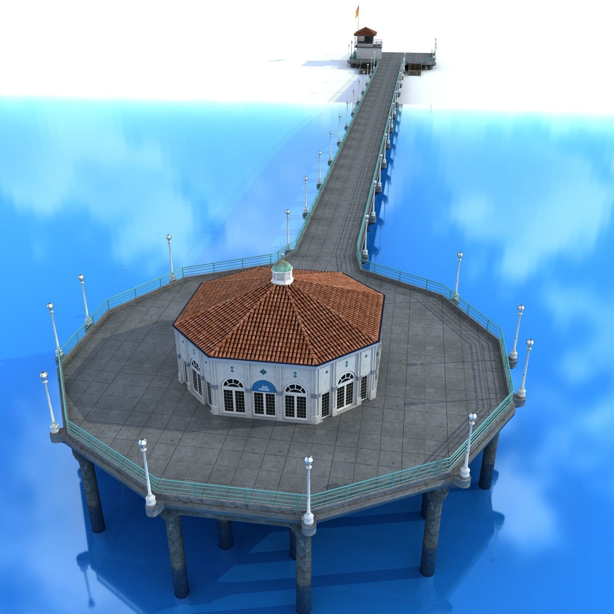 Manhattan Beach Pier Low-poly 3D model_5