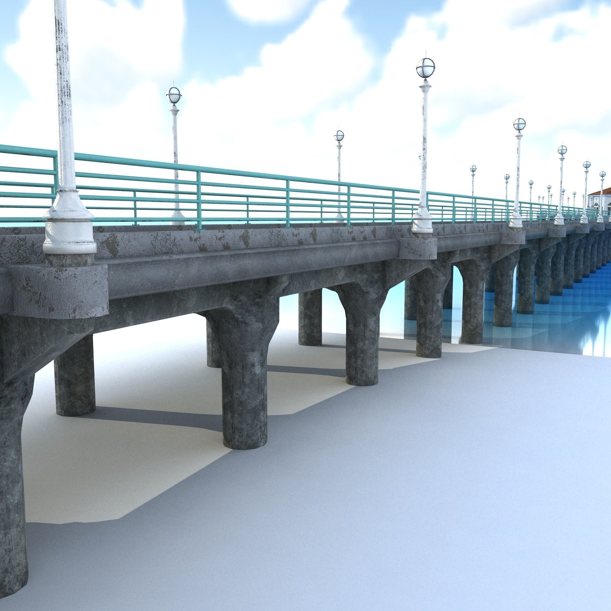 Manhattan Beach Pier Low-poly 3D model_3