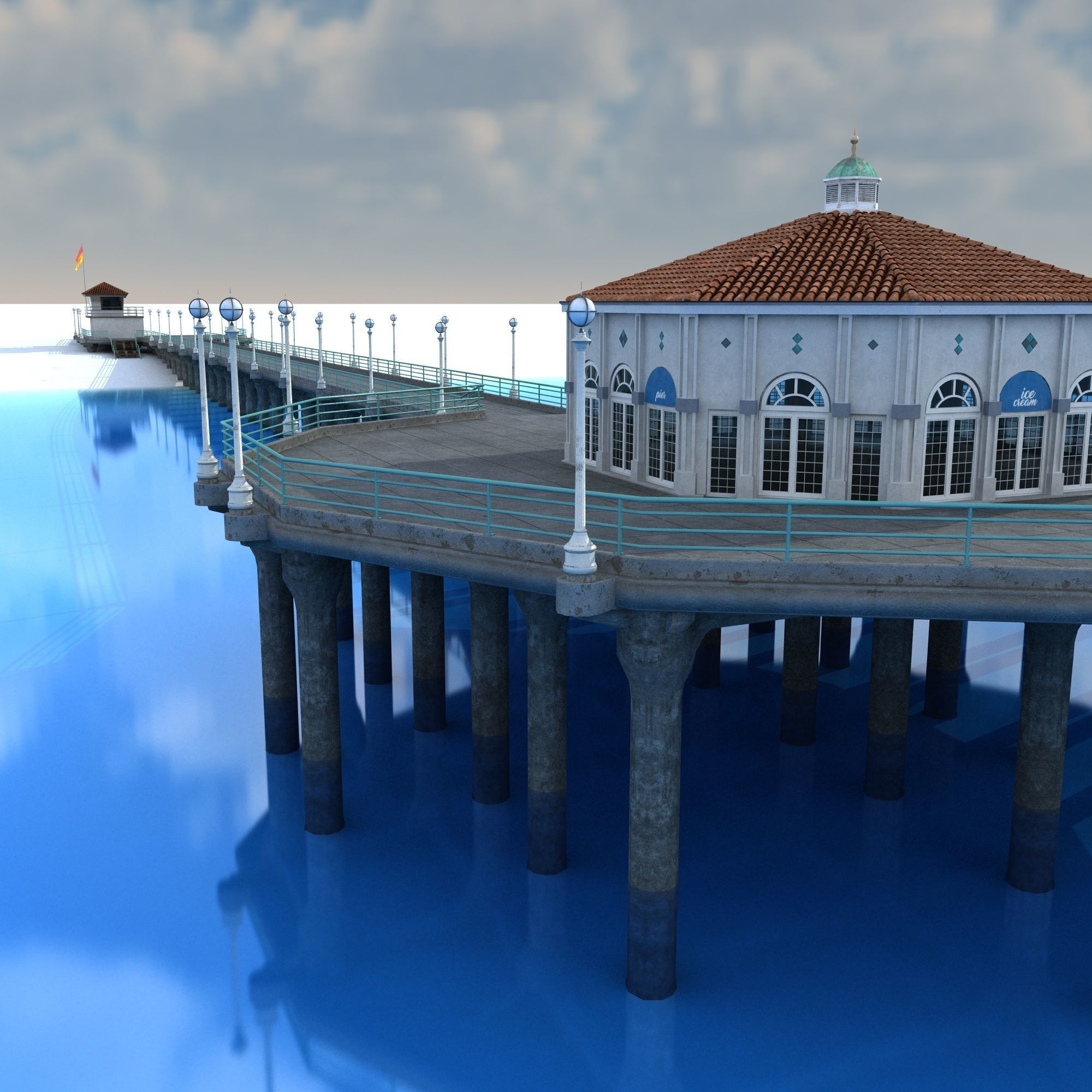 Manhattan Beach Pier Low-poly 3D model_4