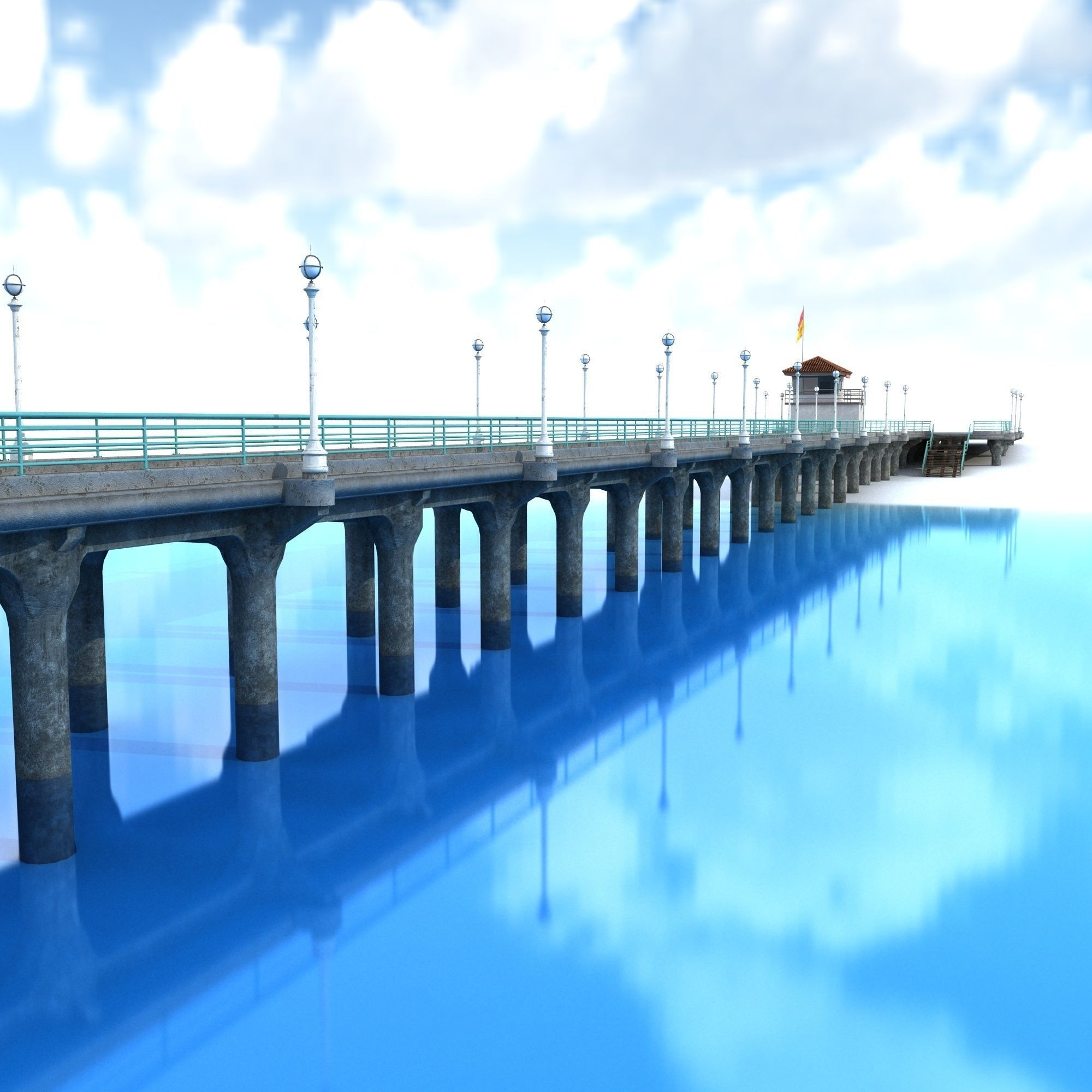 Manhattan Beach Pier Low-poly 3D model_6