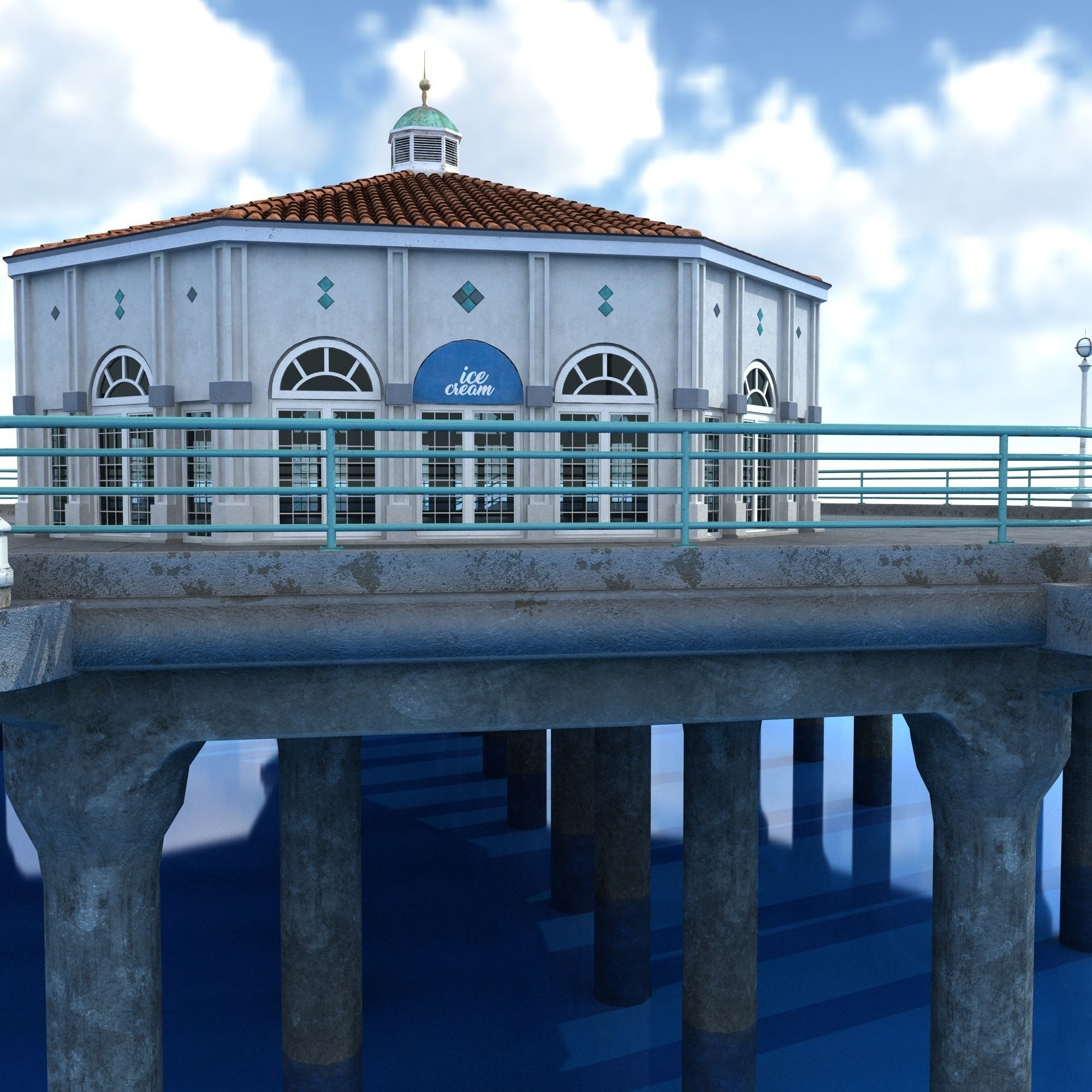 Manhattan Beach Pier Low-poly 3D model_13