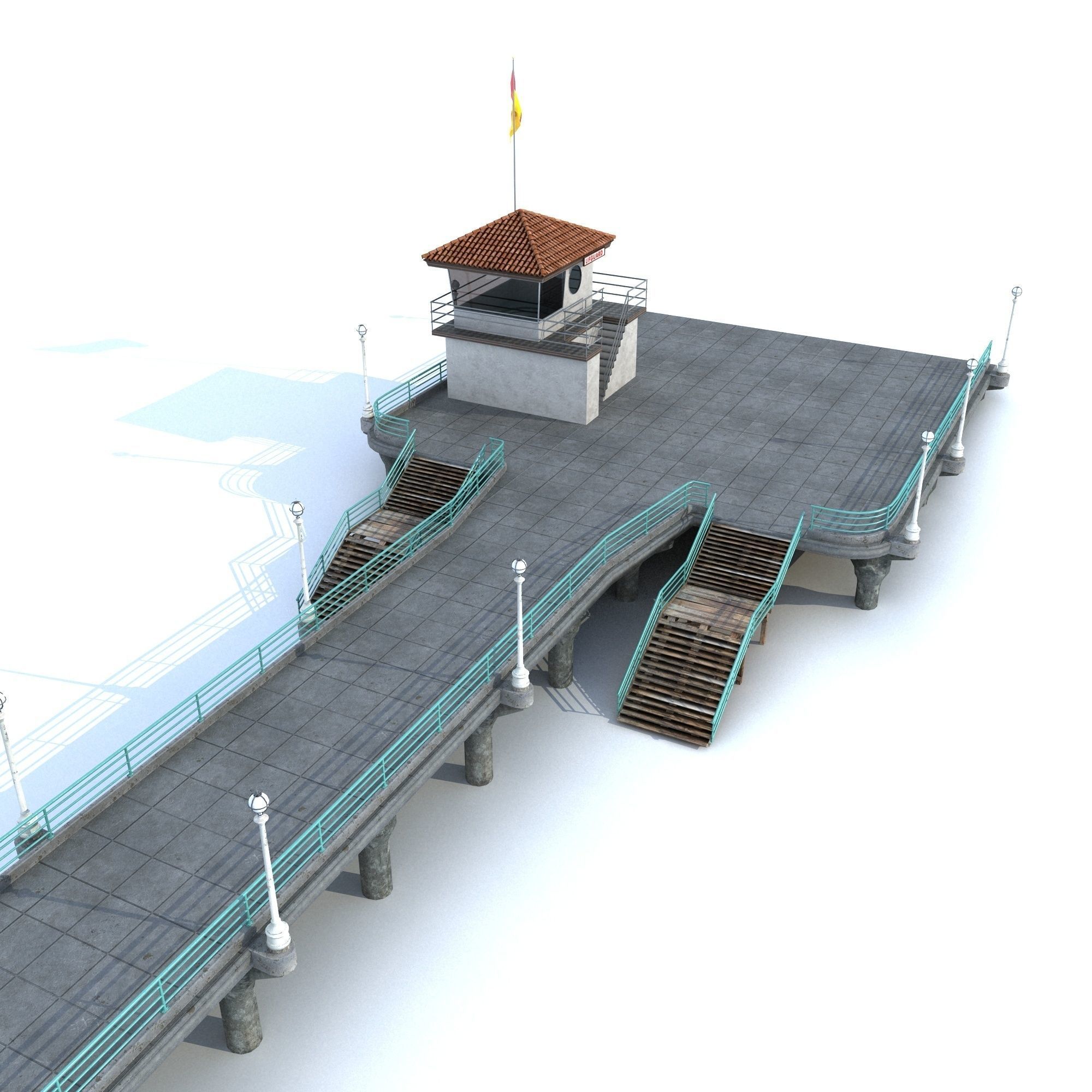 Manhattan Beach Pier Low-poly 3D model_7