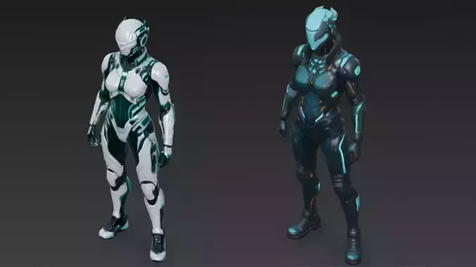 High Tech Bionic Android Pack Rigged 3D Models