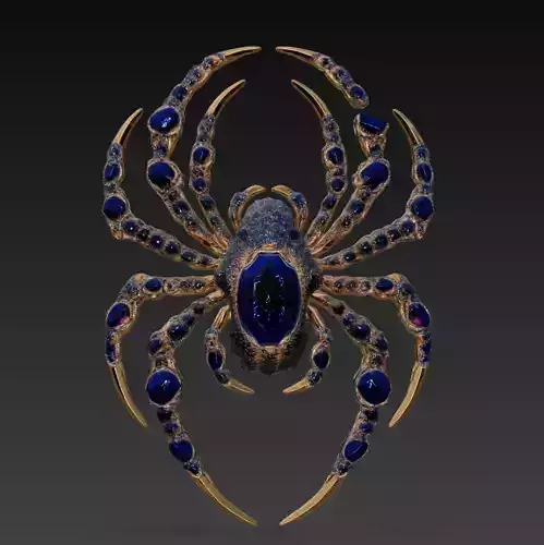 Sapphire Gold Spider - Ornamental Fantasy Arachnid 3D Model