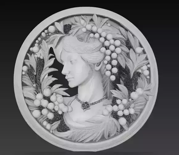 Victorian Lady Medallion - Classical Relief Sculpture 3D Model