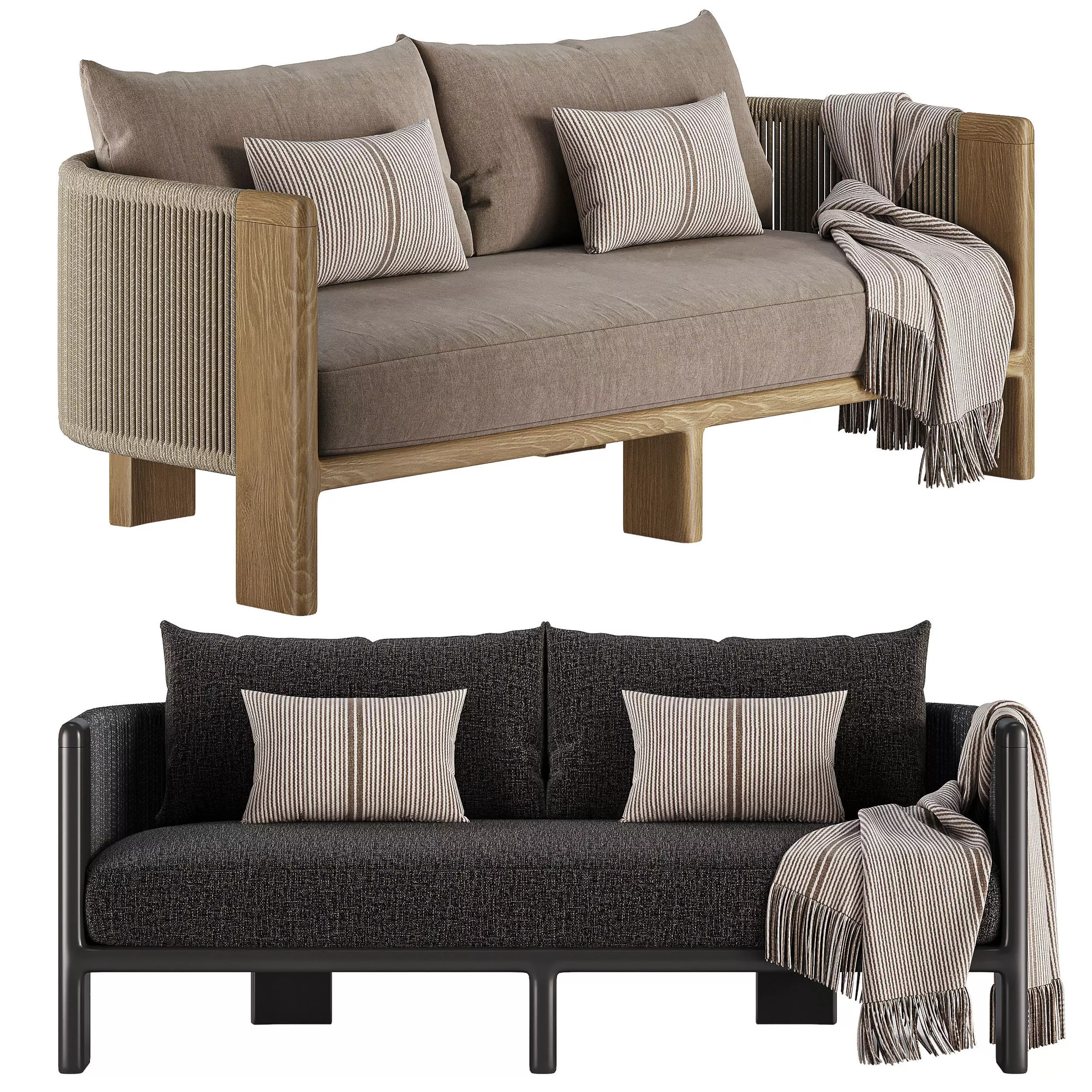 Palm Beach Teak 2 Seat Sofa-Harbour 3D model