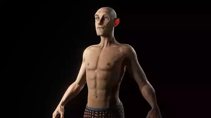 Realistic Cartoonish Old Man with Facial Moves