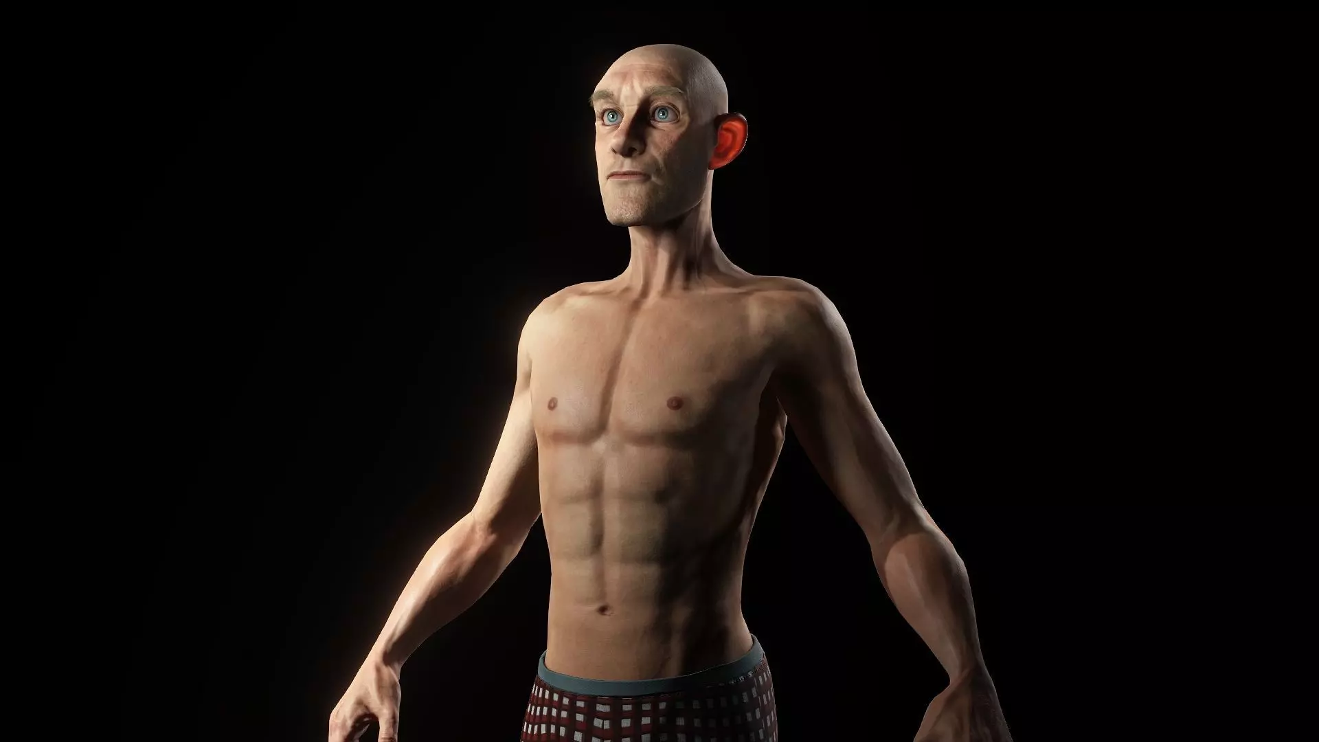 Realistic Cartoonish Old Man with Facial Moves Low-poly 3D model