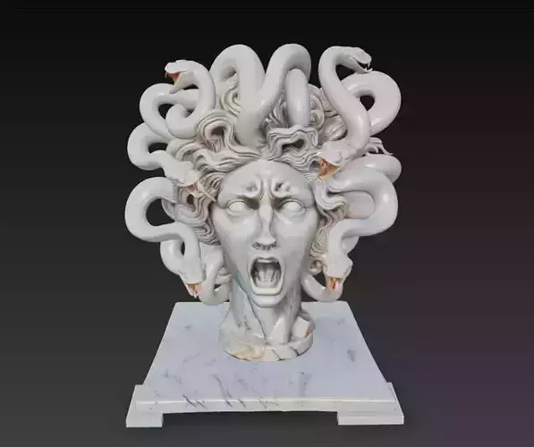 Medusa Wrath - Mythological Gorgon Scream Bust 3D Model