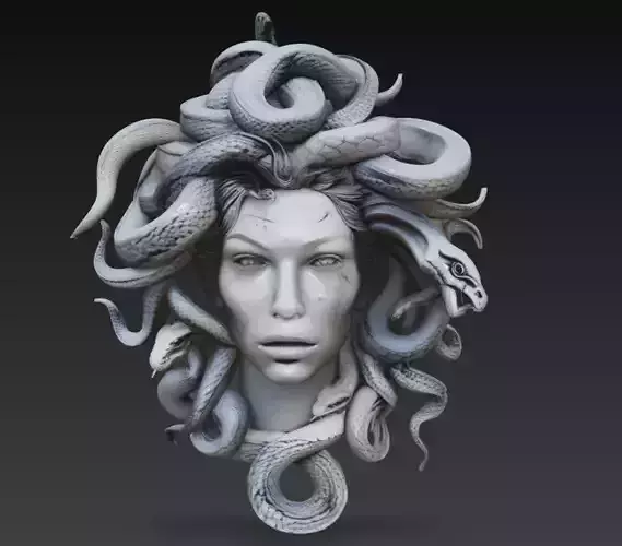 Medusa Realistic Bust - Mythological Serpent Queen 3D Model