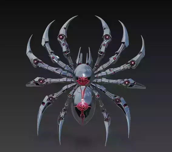 Darksteel Cyber Spider - Futuristic Mecha Arachnid 3D Model