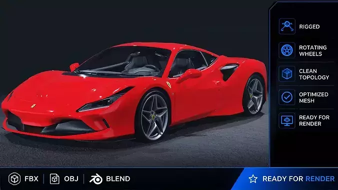 2020 Ferrari F8 Tributo 3D Model Twin Turbo V8 Ferrari Heritage 