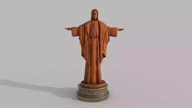 jesus wooden sculpture statue hi poly