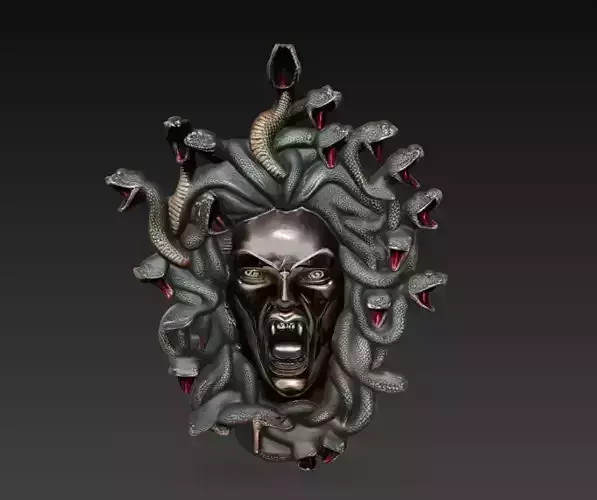 Medusa Head Relief - Mythological Gorgon Wall Sculpture 3D Model