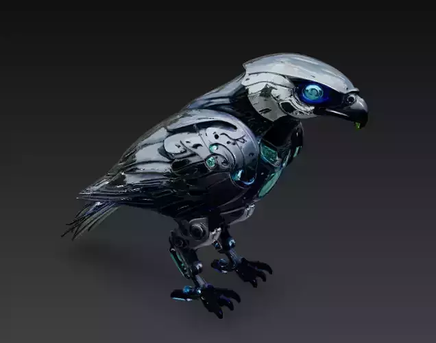 Cybernetic Falcon - Futuristic Robotic Bird 3D Model