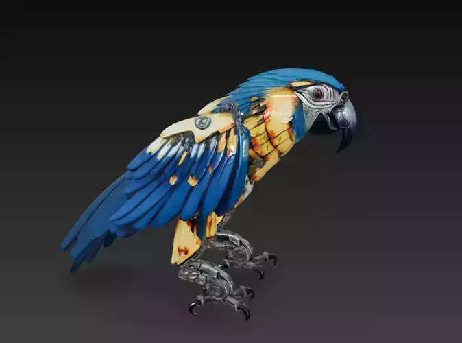Mechanical Parrot - Futuristic Robotic Bird 3D Model