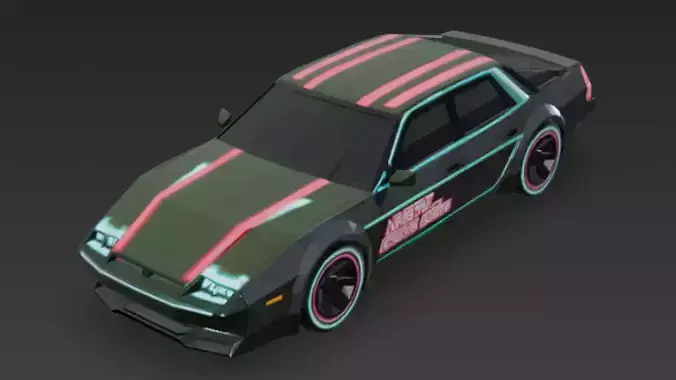 Cartoon Green Car 3D Model