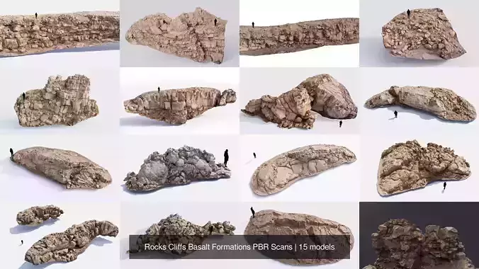 Rocks Cliffs Basalt Formations PBR Scans