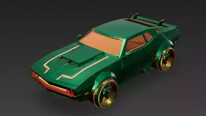 Cartoon Green Car 3D Model