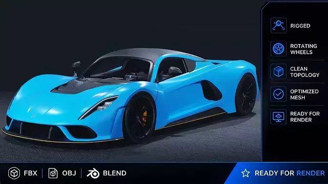 2021 Hennessey Venom F5 3D Model Hypercar American Engineering