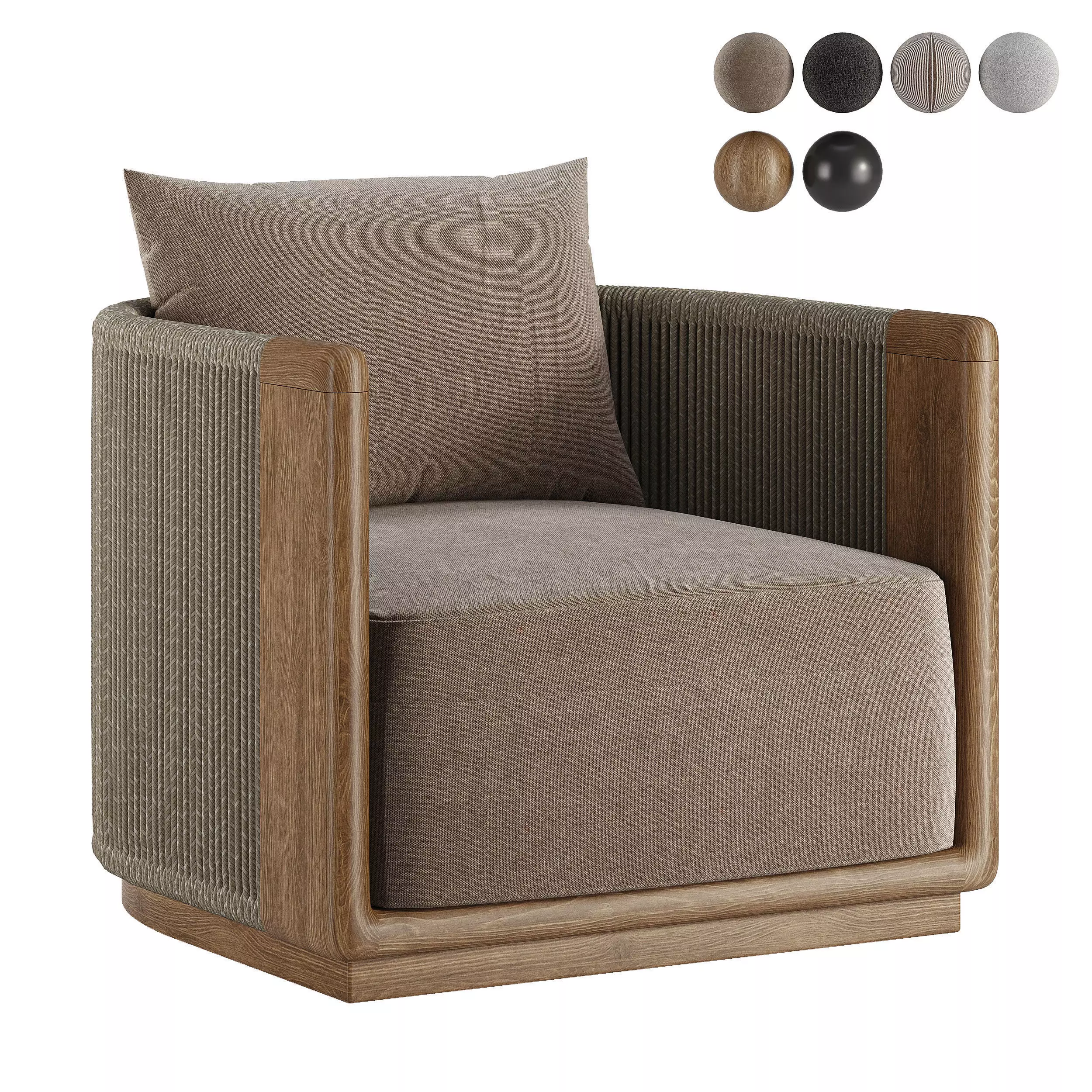 Palm Beach Teak Swivel Lounge Chair-Harbour 3D model