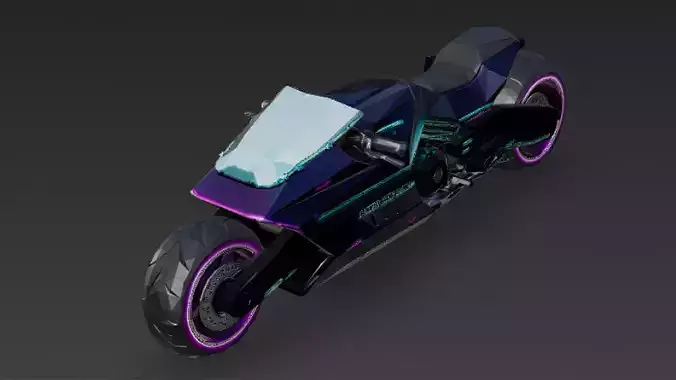 Cartoon Cyber Motorcycle 3D Model