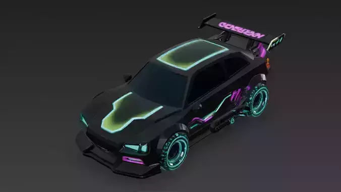 Cartoon Cyber Racing Car 3D Model
