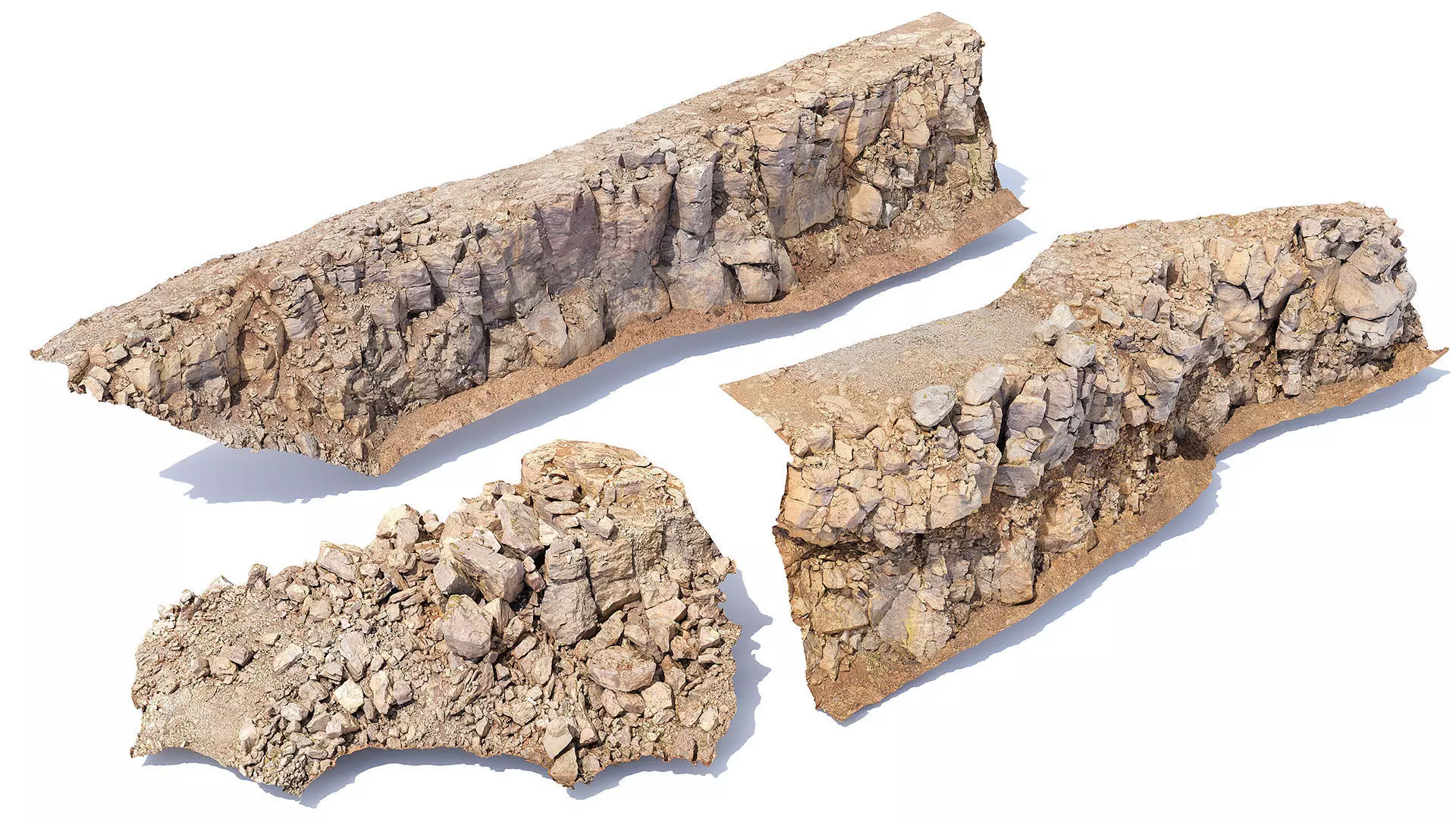 Sharp Quarry Cliffs Rocks PBR Scans 3D Model Pack