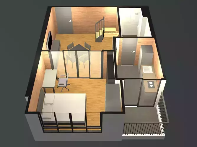 Apartment room in plan cut 25-65