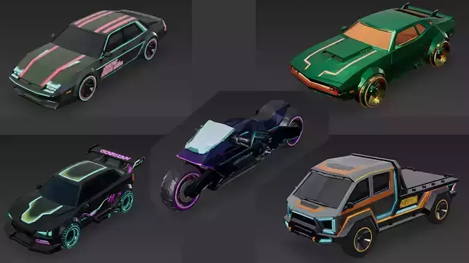 Cartoon Cyber Vehicles Pack 3D Models