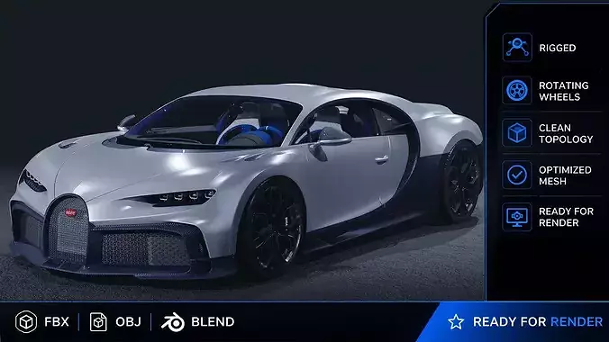 2022 Bugatti Chiron Profilee 3D Model W16 Ultimate  Hypercar 
