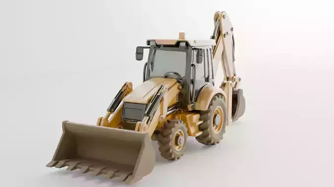 Backhoe Loader Construction Excavation Vehicle 3D model