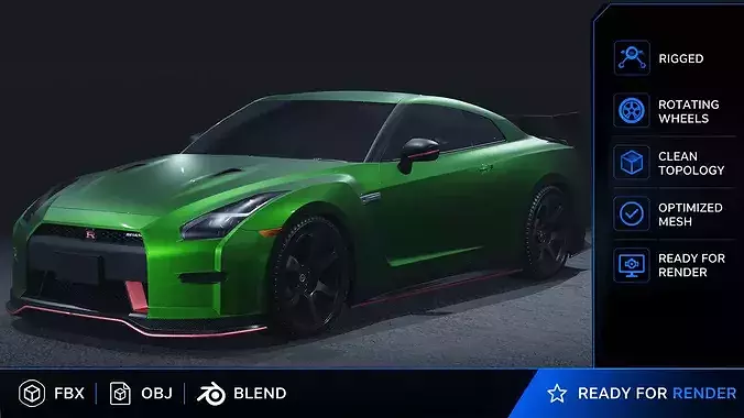 Nissan GT-R R35 3D Model Godzilla Twin-Turbo V6 