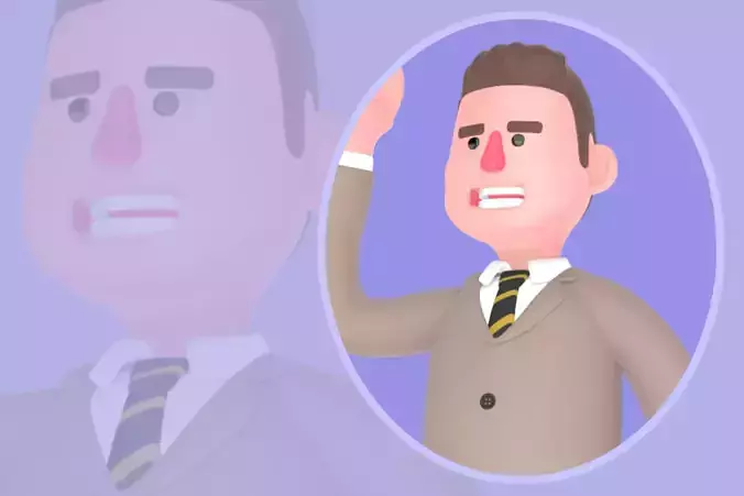 Stylized 3D Male Lawyer Character - Angry Shouting
