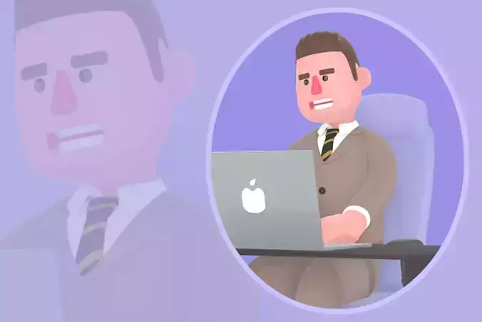 Stylized 3D Male Lawyer Character - Focused Office Work