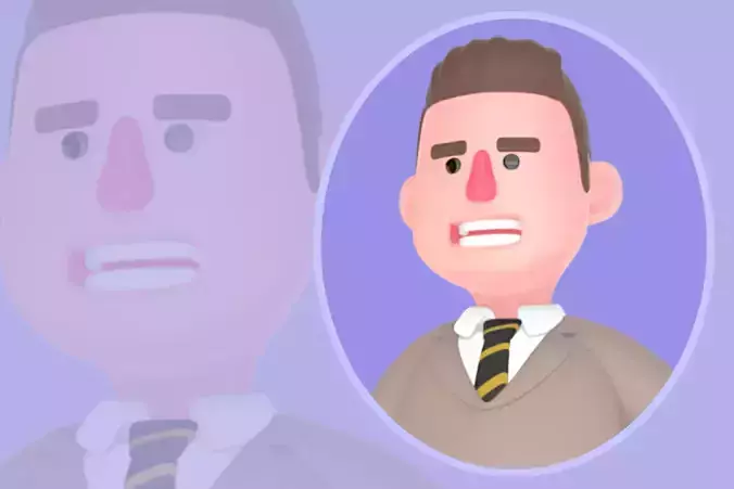 Stylized 3D Male Lawyer Character - Angry Clipboard Pose