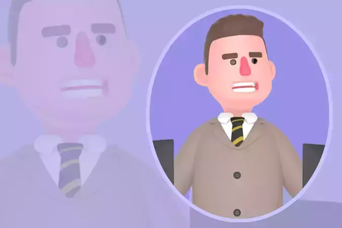 Stylized 3D Male Lawyer Character - Stressed Office Desk