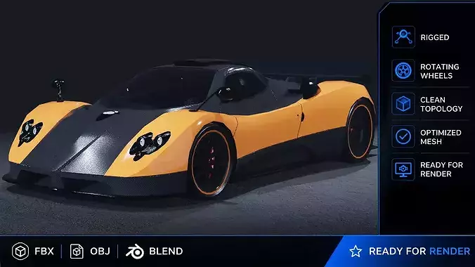 Pagani Zonda Cinque 3D Model Limited Edition Hypercar Exotic 