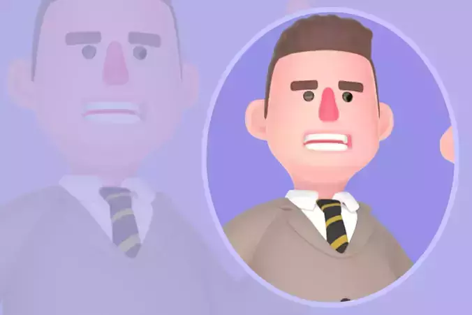 Stylized 3D Male Lawyer Character - Angry Warning Pose