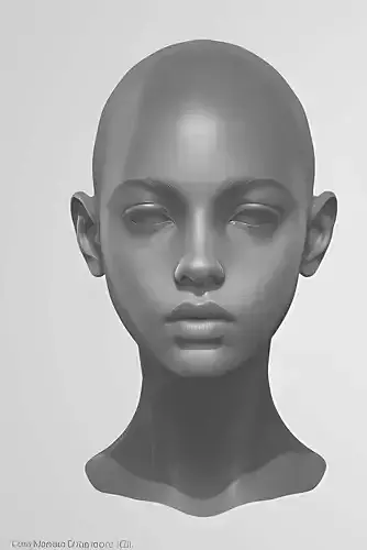 Original woman facial head sculpture details character design